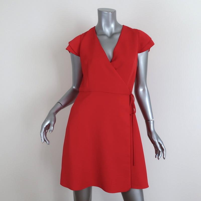 Alice + Olivia Wrap Dress Doralee Red Crepe Size 6 Flutter Sleeve Mini –  Celebrity Owned